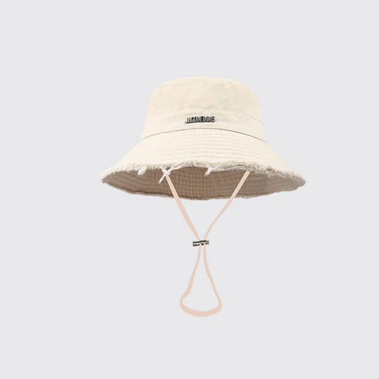 Printemps été lavé grand avant-toit vacances bord de fourrure suspendu corde soleil logo personnalisé coton seau chapeaux femmes