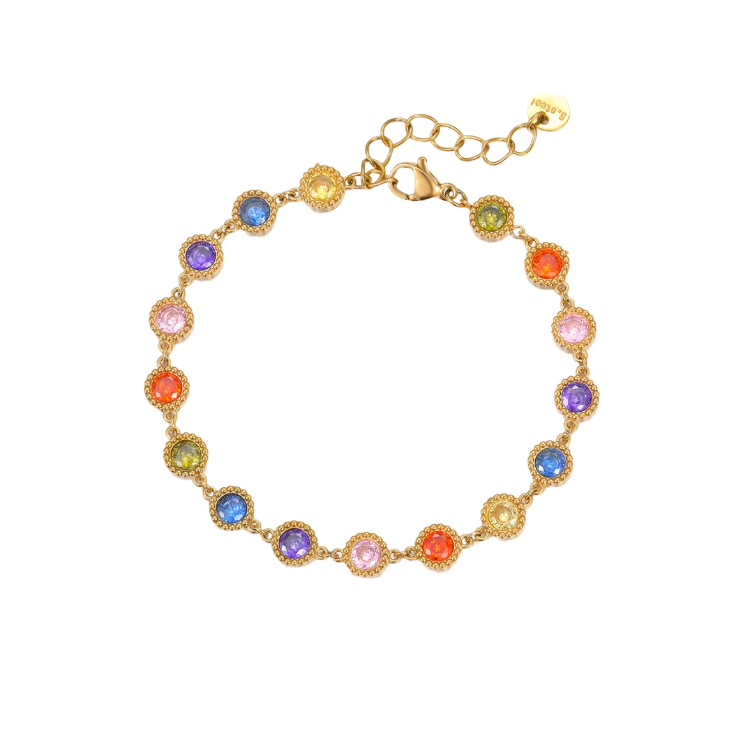 Bracelet Zircon Romantique Français Femmes En Acier Inoxydable PVD Or Anti Ternir Bracelet De Pierres Précieuses Bracelets Bijoux