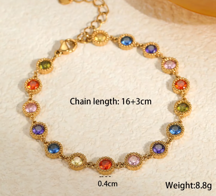 Bracelet Zircon Romantique Français Femmes En Acier Inoxydable PVD Or Anti Ternir Bracelet De Pierres Précieuses Bracelets Bijoux
