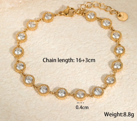 Bracelet Zircon Romantique Français Femmes En Acier Inoxydable PVD Or Anti Ternir Bracelet De Pierres Précieuses Bracelets Bijoux