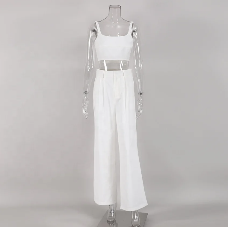sleeky Best-seller Vêtements Halter Gilet Top Pantalon Costume Femmes Deux Pièces Ensemble Lounge Wear Solide Femmes Pantalons Ensembles