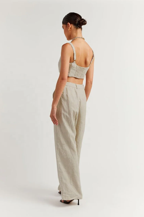 sleeky Best-seller Vêtements Halter Gilet Top Pantalon Costume Femmes Deux Pièces Ensemble Lounge Wear Solide Femmes Pantalons Ensembles
